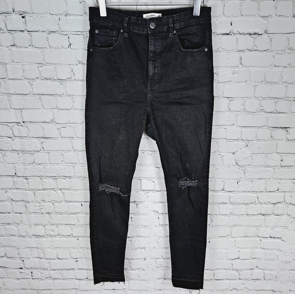 PULL & BEAR | high rise skinny stretch raw/frayed hem jeans - Picture 4 of 8